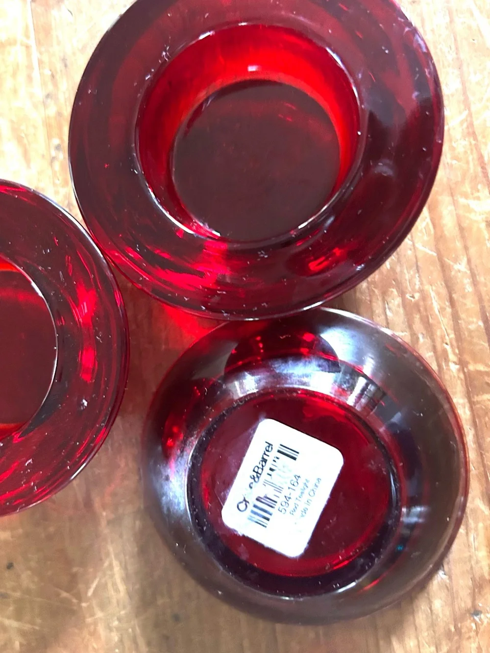 Crate & Barrel assorted colors glass tealight holders. Set of ten.